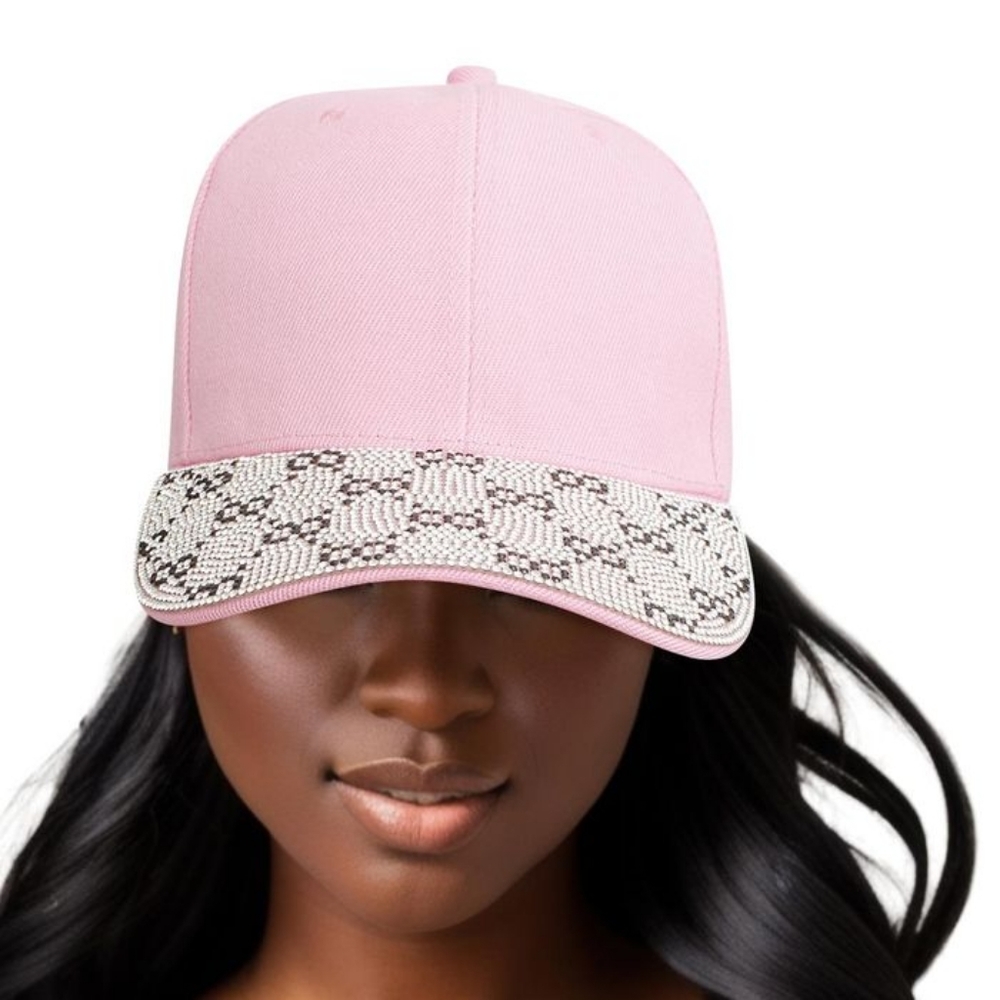 Pink Monogram Bling Baseball Cap for Women